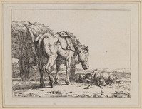 KG 07984
<br/>
Paard bij kar en een slapende hond
<br/>
<em>Kobell, Jan Baptist (1778-1814)</em>